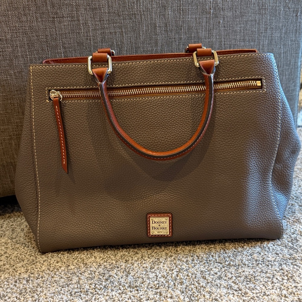 Dooney & Bourke Pebble Grain Leather Satchel in Elephant